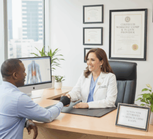 Pain Management Doctor Speaking with Patient for Personal Injury Cases